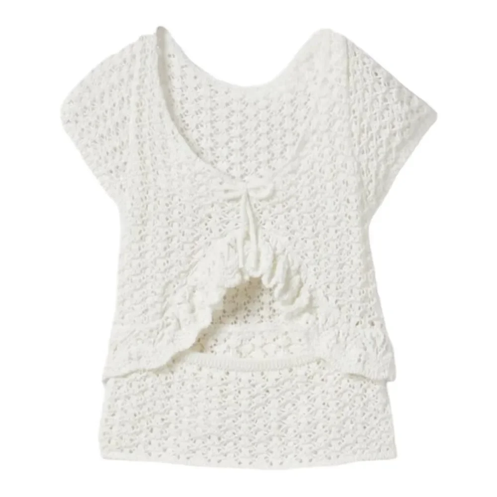 ZARA Kids | Ecru | RUFFLED CUT OUT KNIT TOP
